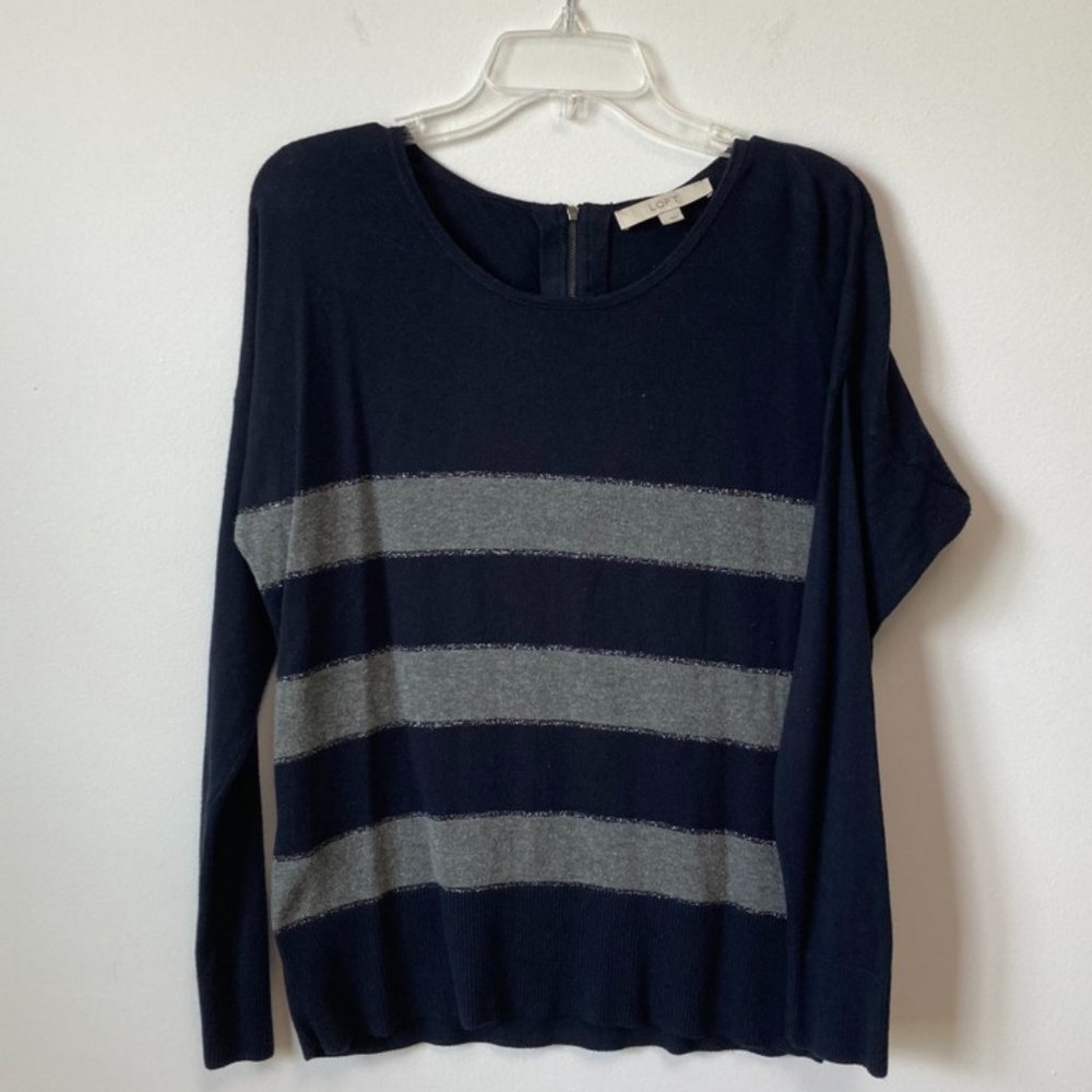 Sweater with back accent and silver thread